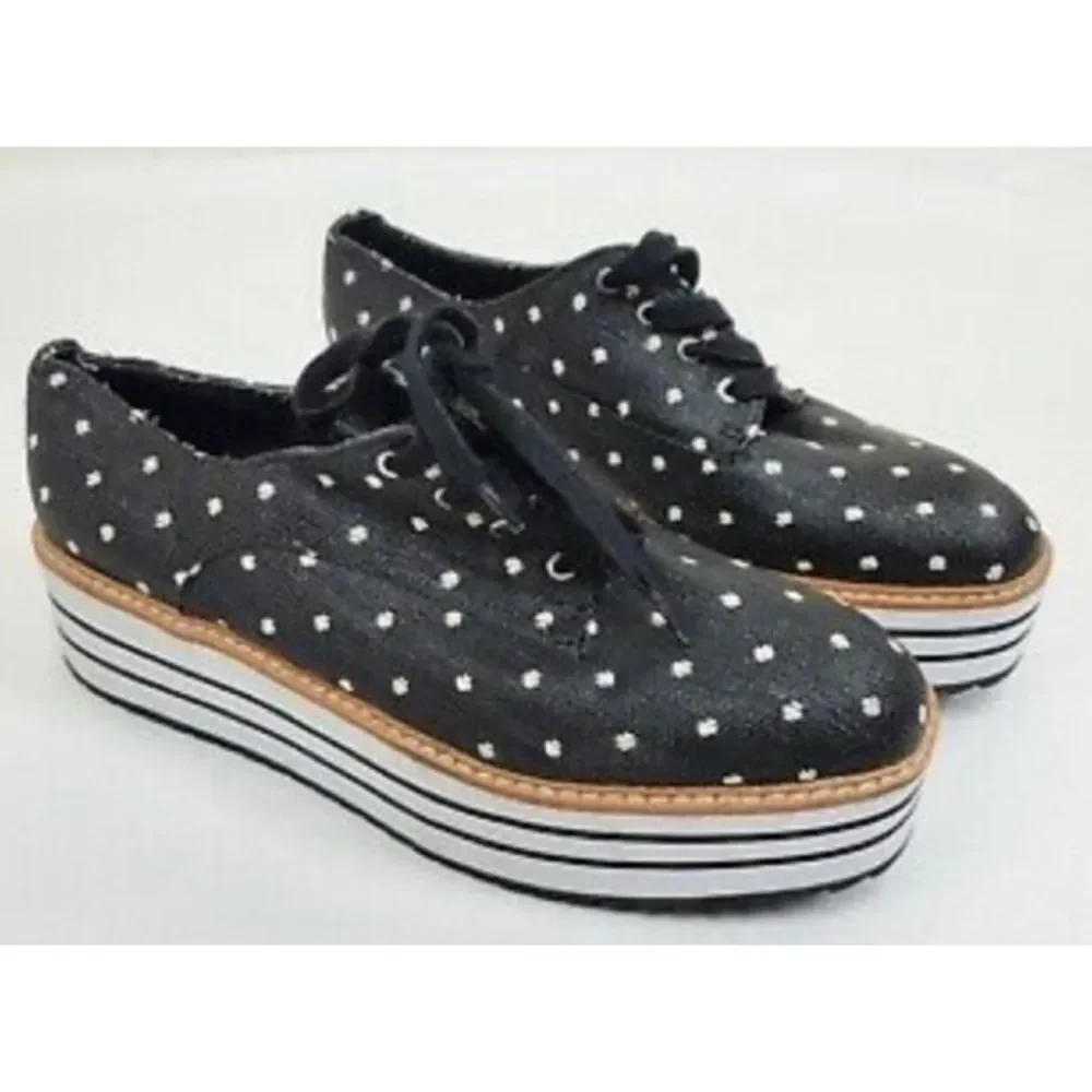 Zara coated canvas polka dot derby platform